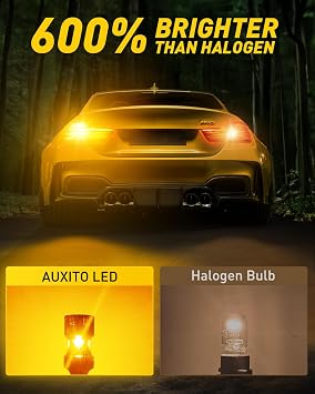 AUXITO CANBUS 7440 LED Bulbs Amber Yellow for Turn Signal Lights with Built-in Resistor Anti Hyper Flash 7440NA T20 7441 W21W WY21W Exterior Light Blinker Bulb Replacement, Pack of 2