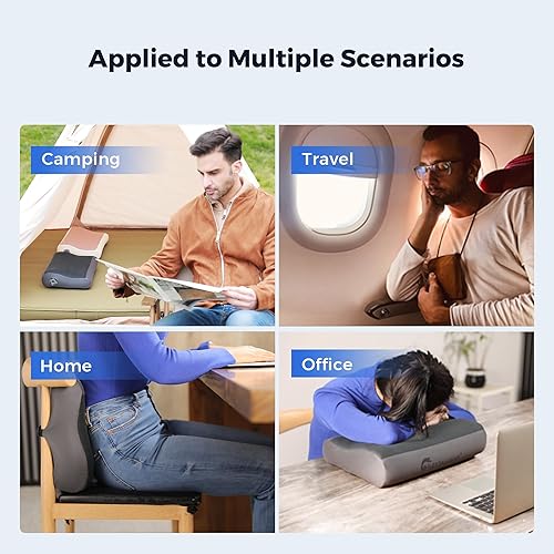 Miniatura 6 de FLEXTAILGEAR Almohada inflable para campamento, almohada ergonómica de viaje con funda extraíble lavable y separada de TPU para campamento