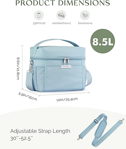 Miniatura 4 de HOMESPON Lonchera para mujeres y hombres, bolsa de almuerzo aislada, impermeable, ligera, bolsa enfriadora para el trabajo, picnic, viajes (M, azul)