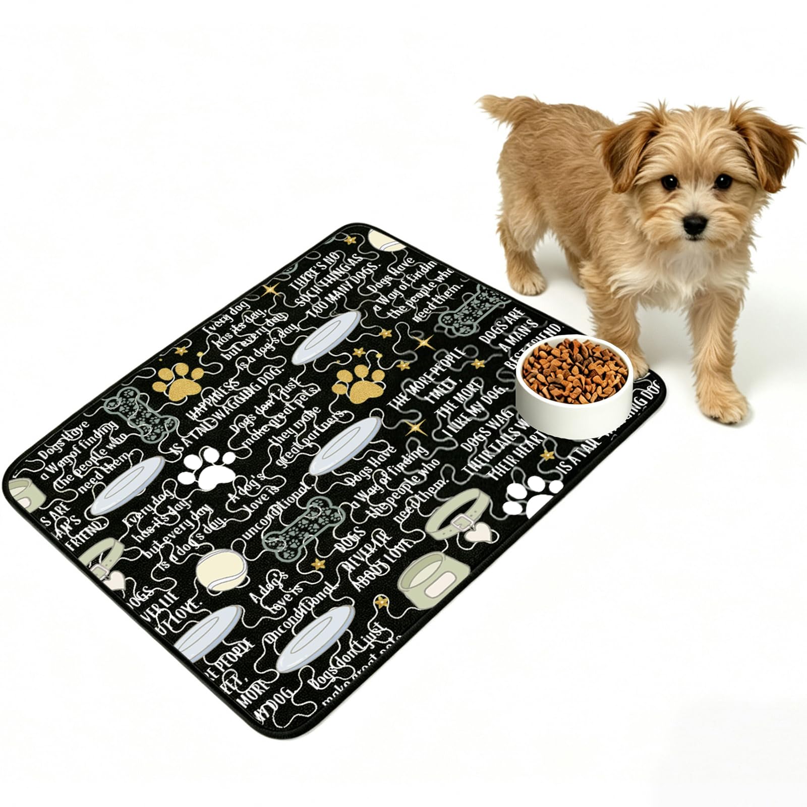 UJIMS Pet Feeding Mat Dog Lover Gifts for Women Dog Mom Food Mat Pet Lover Supplies Accessories Dog Themed Gifts (Petfoodmat)