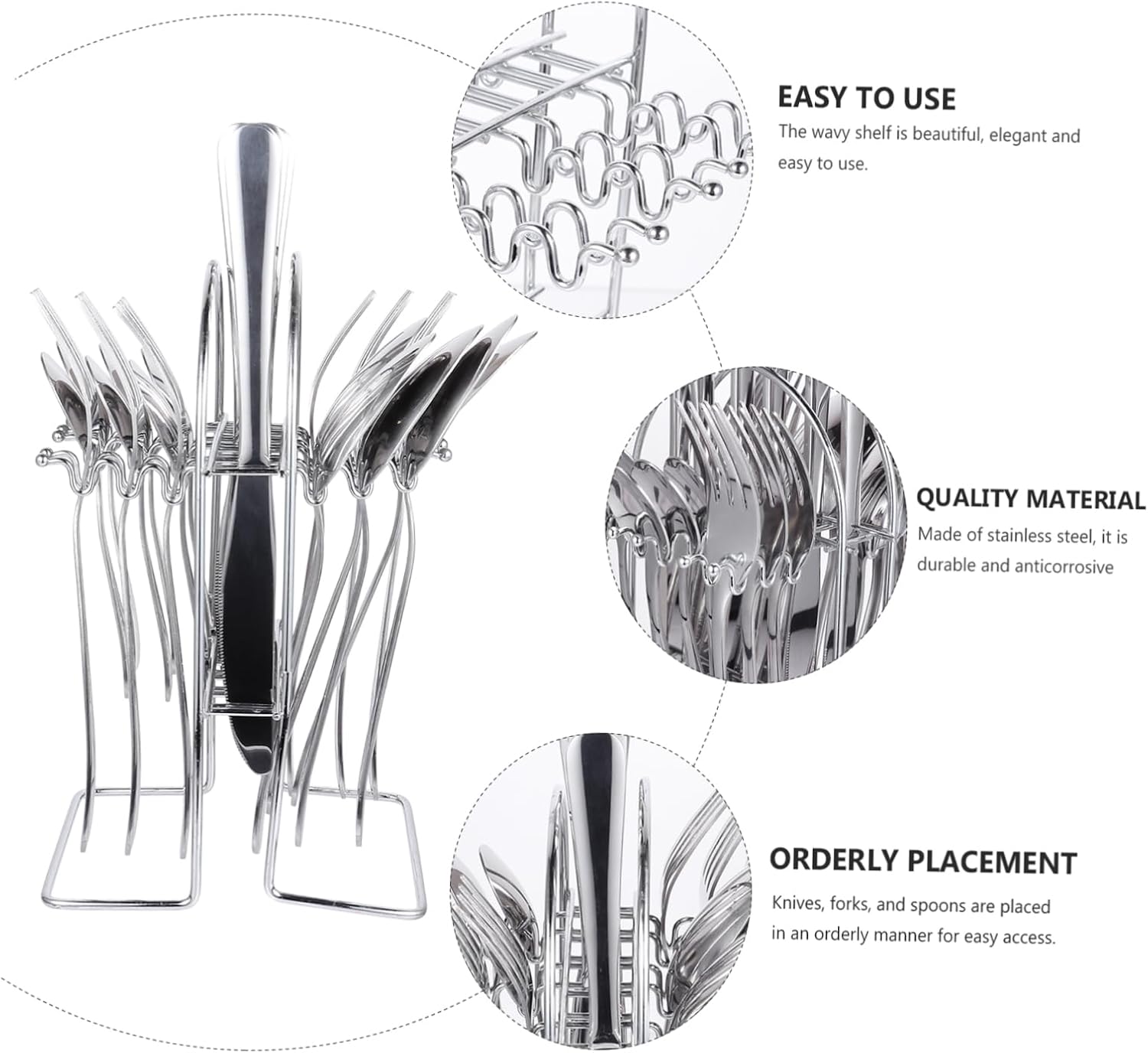 Unomor Portable Stainless Steel Cutlery Silverware Cooking Utensils Silverware Easy to Clean Fork Spoon Spork