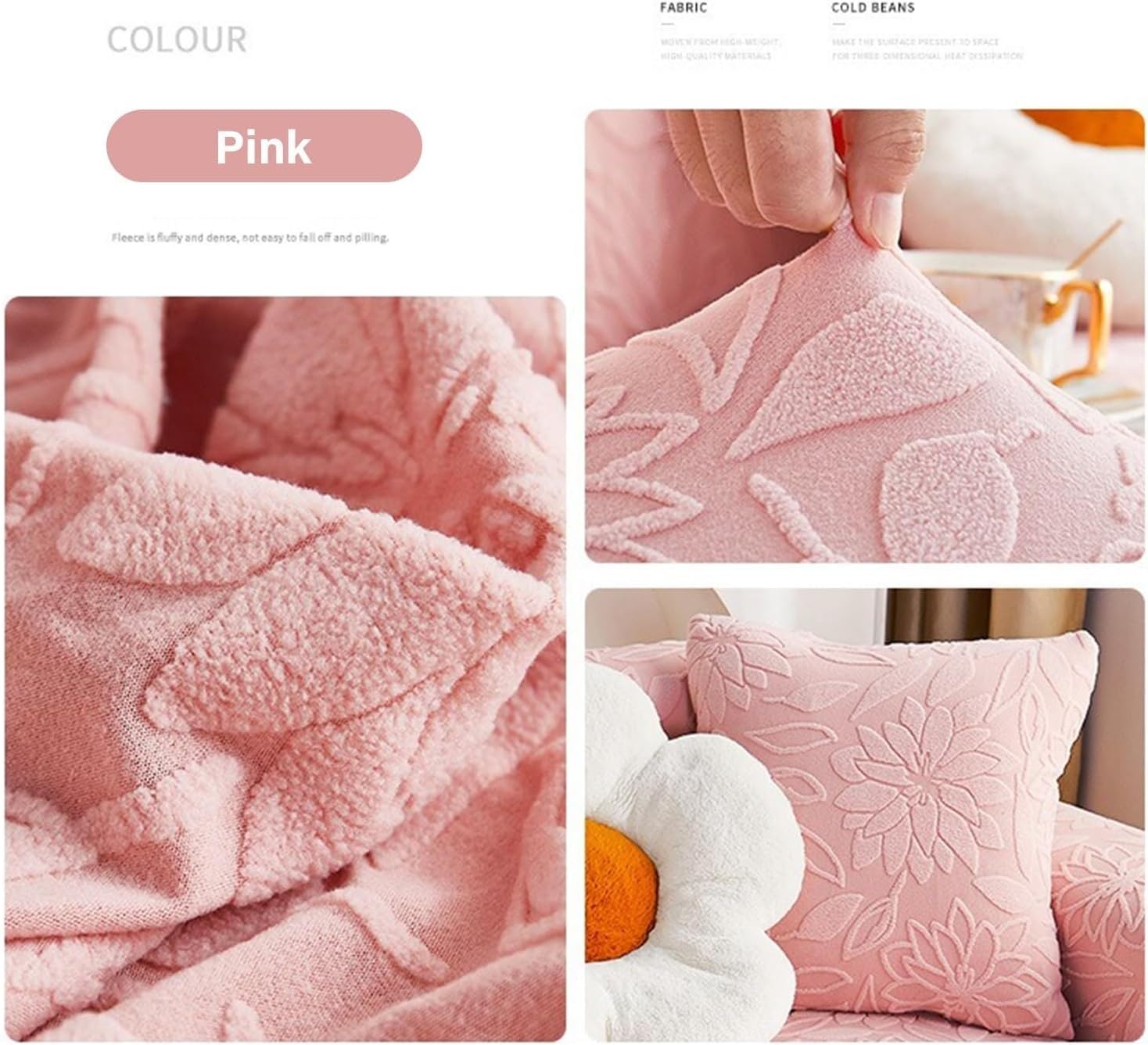 Upgraded Couch Covers - Jacquard Plush Sofa Cover Wear-Resistant Universal Stretch Sofa Slipcover Washable Anti-Scratch Couch Cushion Cover for All Seasons Pet Friendly Furniture Protector(F,Footstool