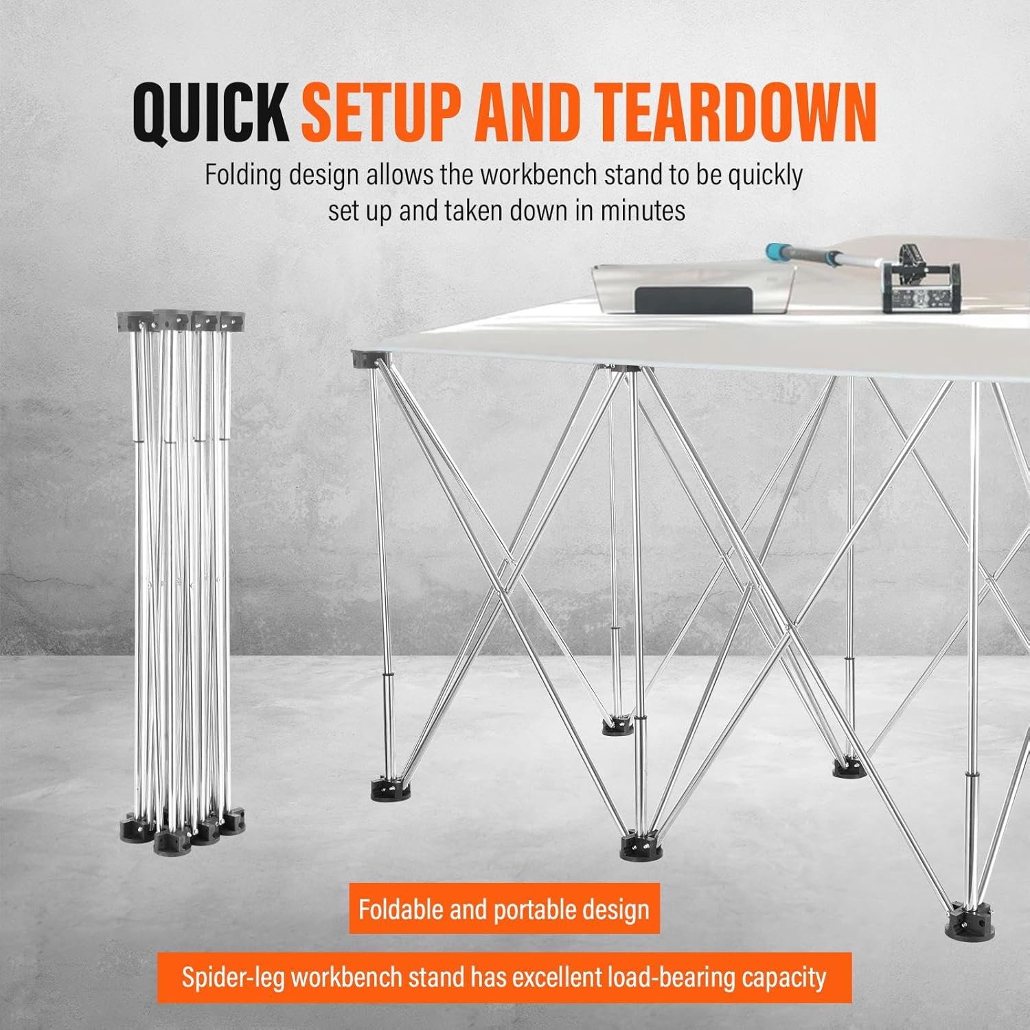 Portable Work Bench | Heavy Duty Construction Table 10 Legs,Folding Stand with Carry Bag, Portable Work Stand, 2204.6Lbs Load Capacity