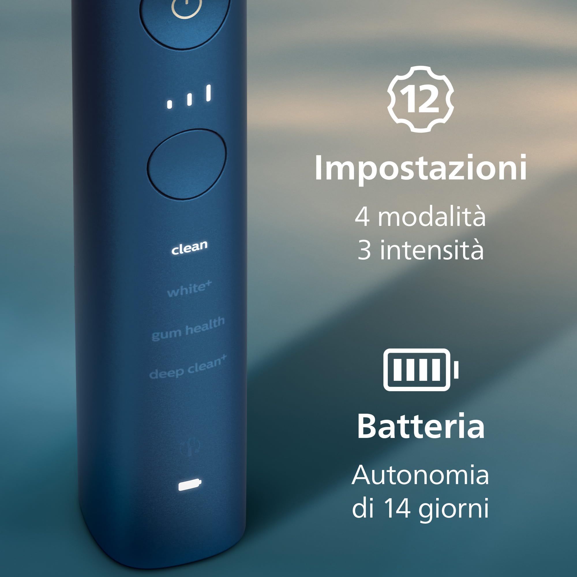Philips Sonicare Spazzolino elettrico DiamondClean serie 9000 edizione speciale: per pulizia dei denti e igiene orale, blu scuro, 4 testine Premium Plaque C3 (modello HX9911/89)