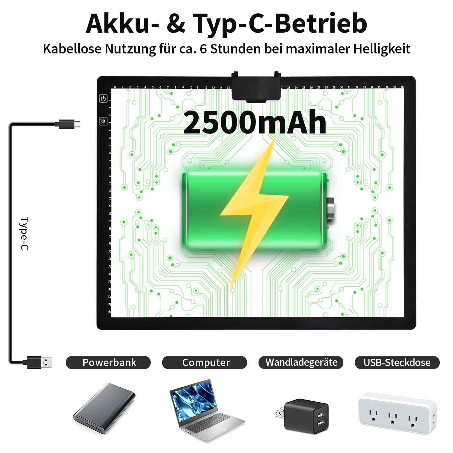 Zocelight A3 Leuchttisch mit Tasche für Diamantmalerei,Leuchtkasten mit Ständer und Clip,3 Farben, stufenlos dimmbar und 6 Helligkeitsstufen, Lichtplatte für Zeichnen, Skizzieren, Animation(Schwarz)