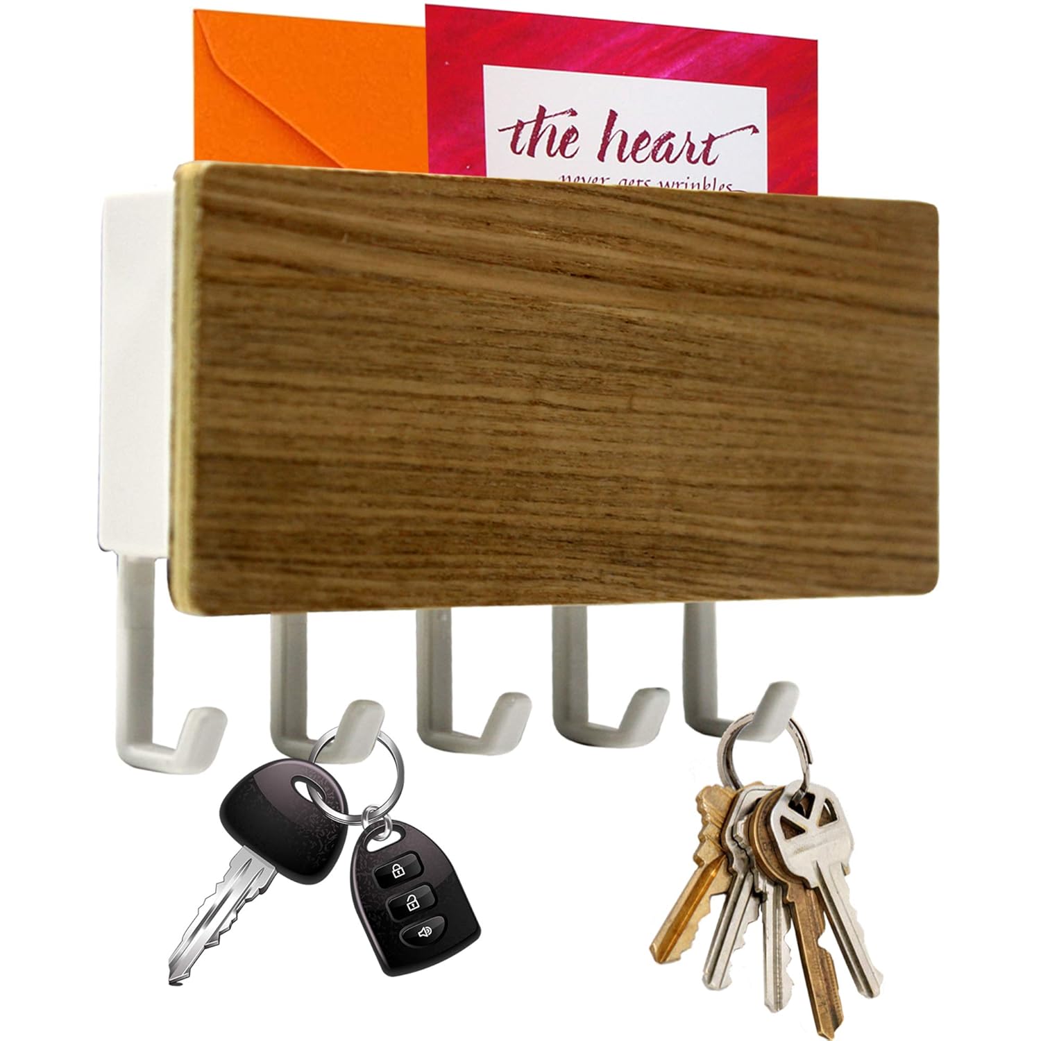 ey Holder, Decorative Wooden Key Chain Rack Hanger Wall Mounted with 4