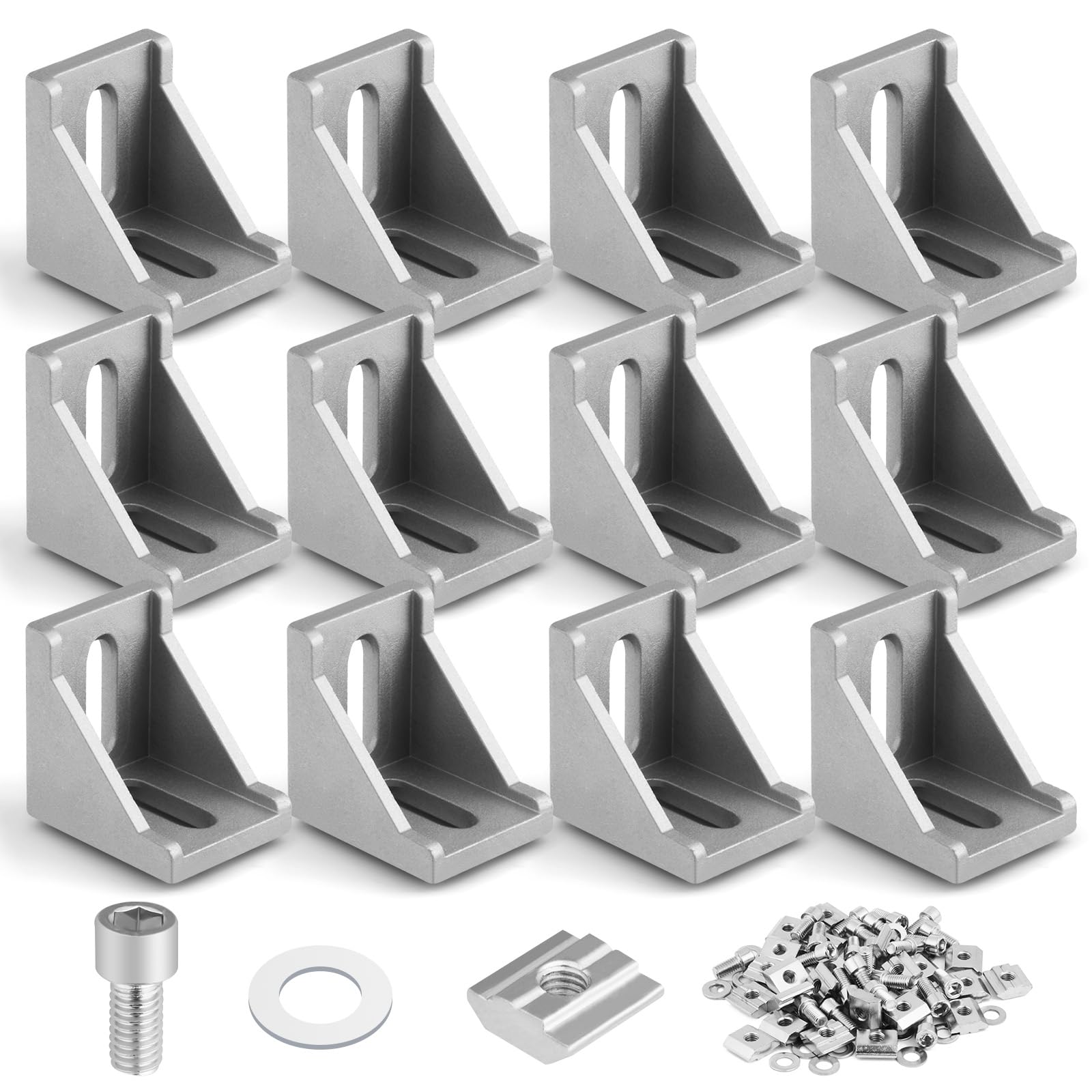 vsshe Aluminium Corner Bracket, 12 PCS 3030 Series Aluminum Angle Bracket