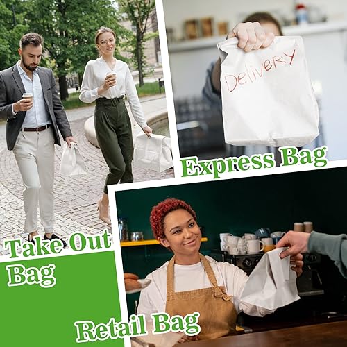 Miniatura 4 de Bolsas de papel marrón para almuerzo, 4 libras, 500 unidades, bolsas de papel kraft, bolsas de regalo para sándwich, desayuno, comestibles, bolsa al