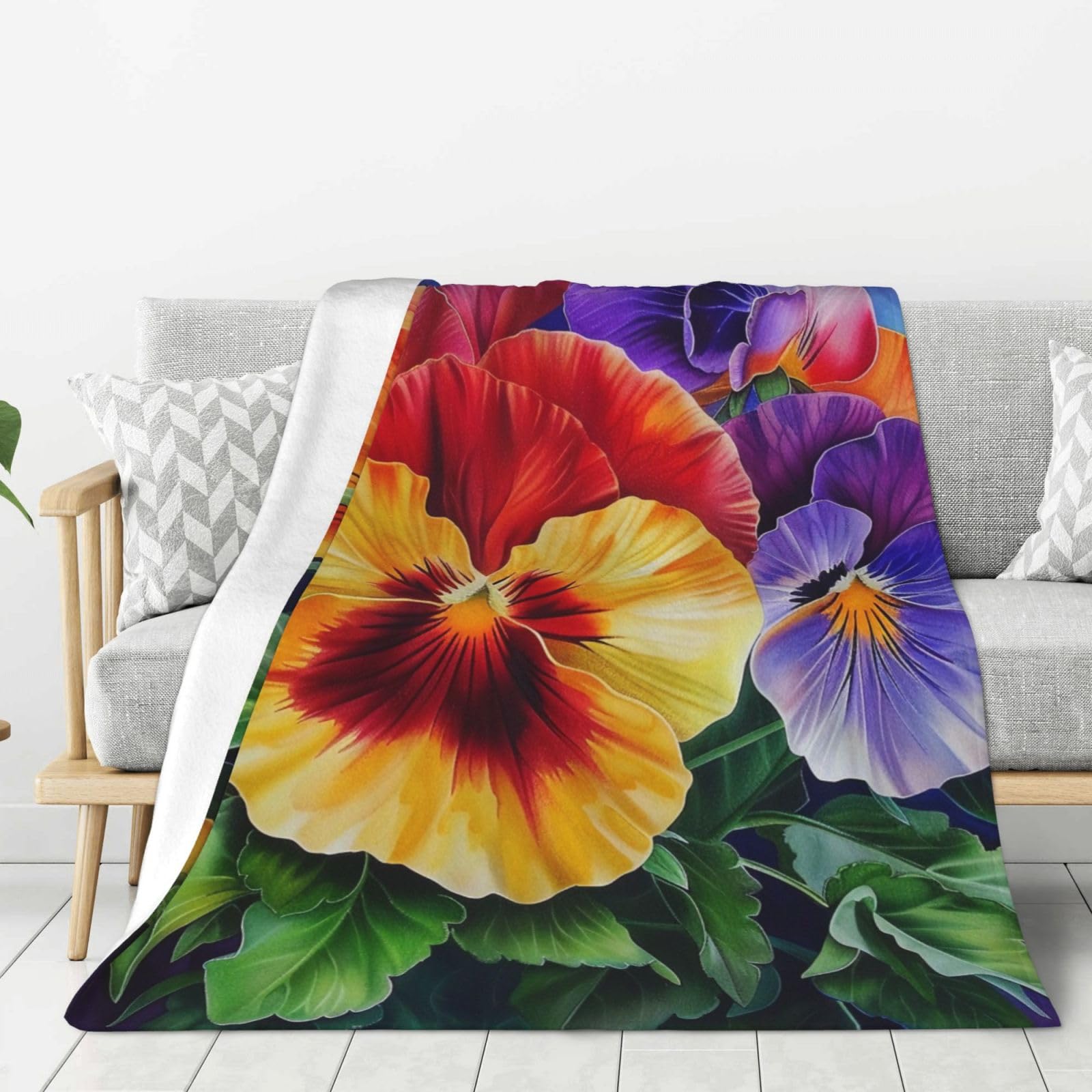 Couverture chaude en flanelle Pansy contre le froid au lit et bureau