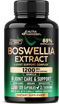 Boswellia 1200 mg - Boswellia Extract | Turmeric | Hyaluronic Acid | MSM | SAMe - Joint Health & Comfort, Mobility Support - 65% Boswellic Acid - for Men & Women - Lab Tested - 120 Capsules