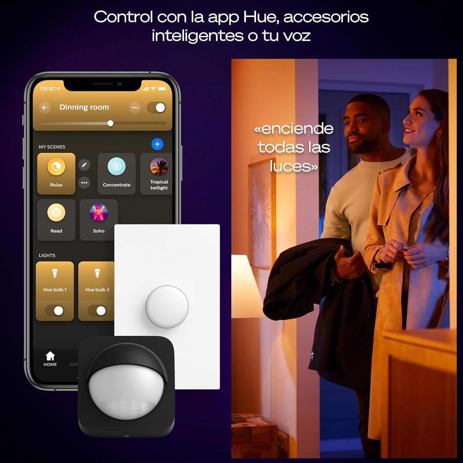 Philips Hue Devote Smart LED Panel Light, Ambiente blanco y de color, redondo 43 cm, 23 W, 2900 lúmenes, marco blanco para iluminación interior del hogar, techo, salón, cocina, pasillo