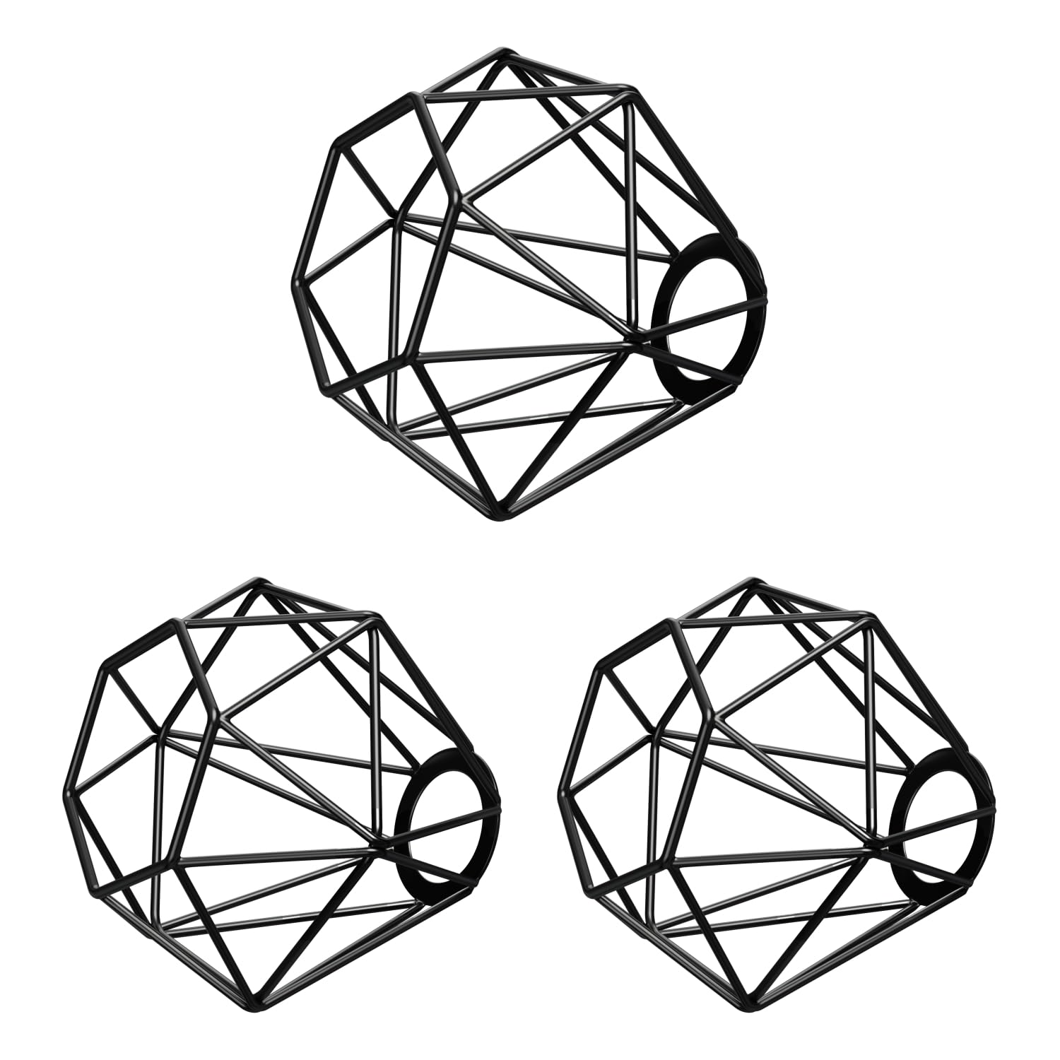 ledscom.de Abat-jour en forme de cage, 3 pièces, noir, E27 / E14, 160 mm de diamètre