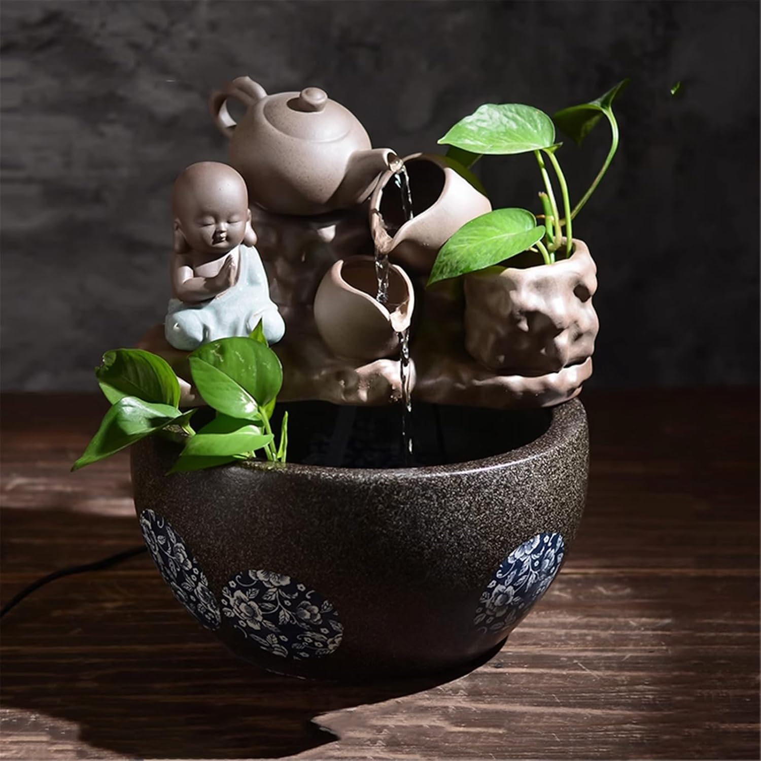 Ceramic Tabletop Fountain with Continuous Water Flow for Office Living Room-shape3