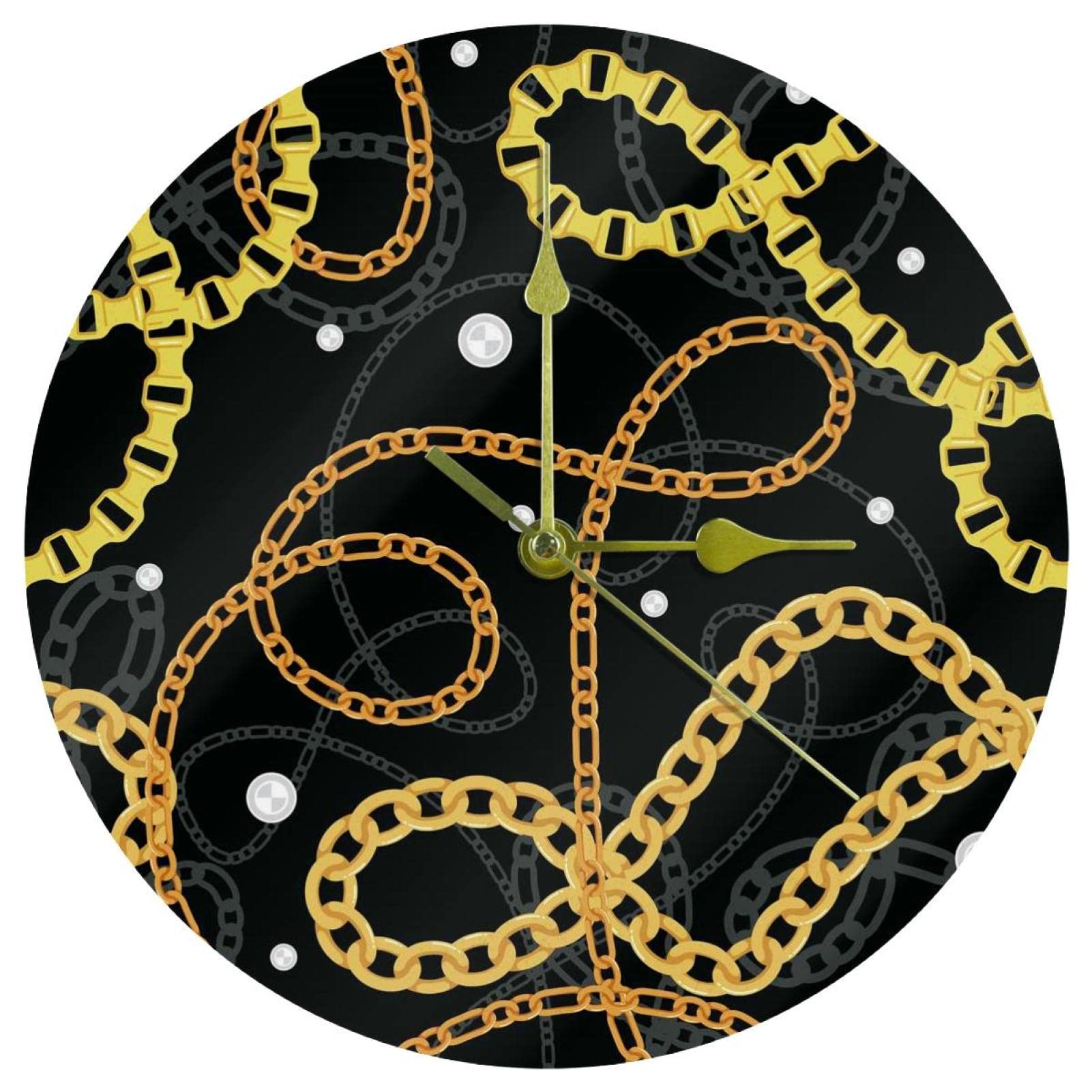 Horloge murale ronde silencieuse a impression dorees pour le bureau et la maison