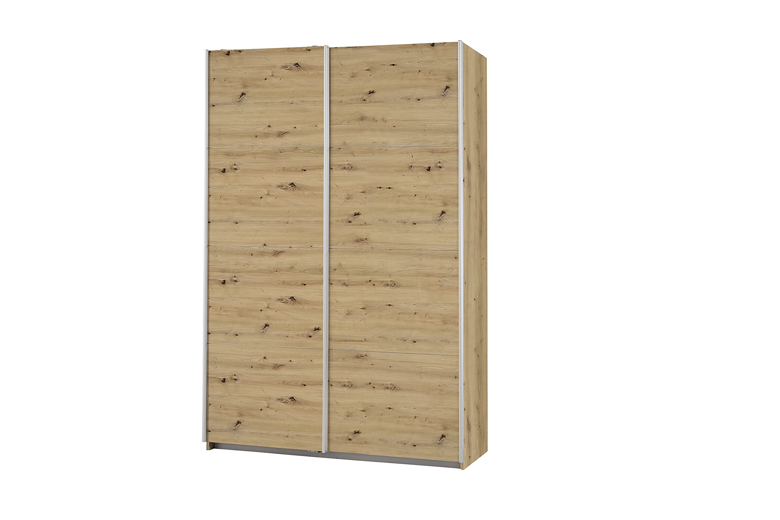 Rauch Möbel Caracas, Kleiderschrank mit Schwebetüren für Schlafzimmer, Kinderzimmer, Flur 2-türig, mit Zubehör Basic, Farbe Eiche Artisan, Holz, Breite 136 cm
