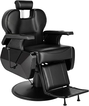 Reclining Barber Salon Chair, Heavy Duty Hydraulic Barbershop Chairs,Black