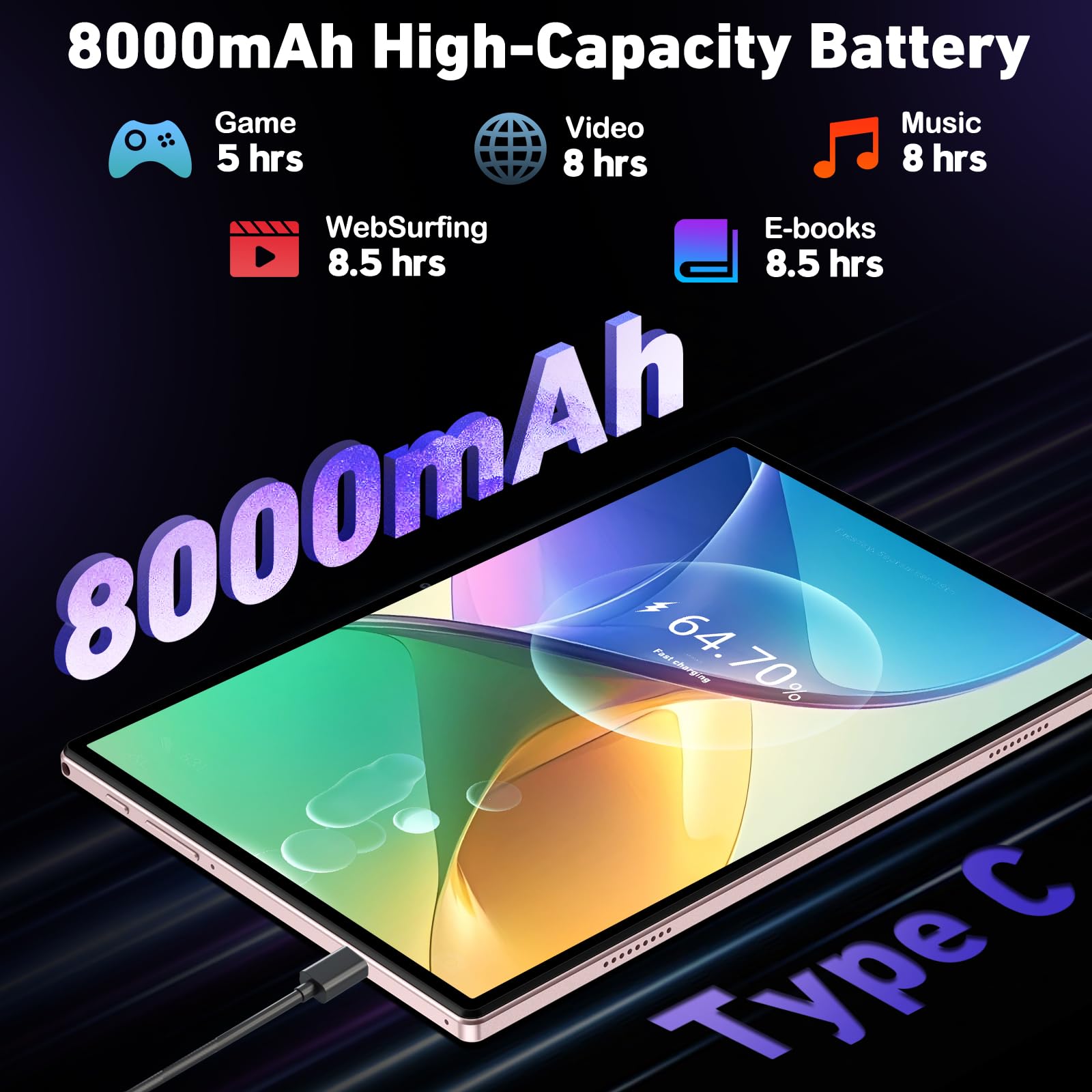2026 Tablet Android 15 Gemini AI, 30GB RAM+128GB ROM/2TB Tablet 10 Pollici, 8000mAh, 5G WiFi, Corpo Metallico, Unisoc Octa Core/5+8MP/Widevine L1/Face ID/BT5.0/GPS Tablets con Tastiera e Mouse - Oro
