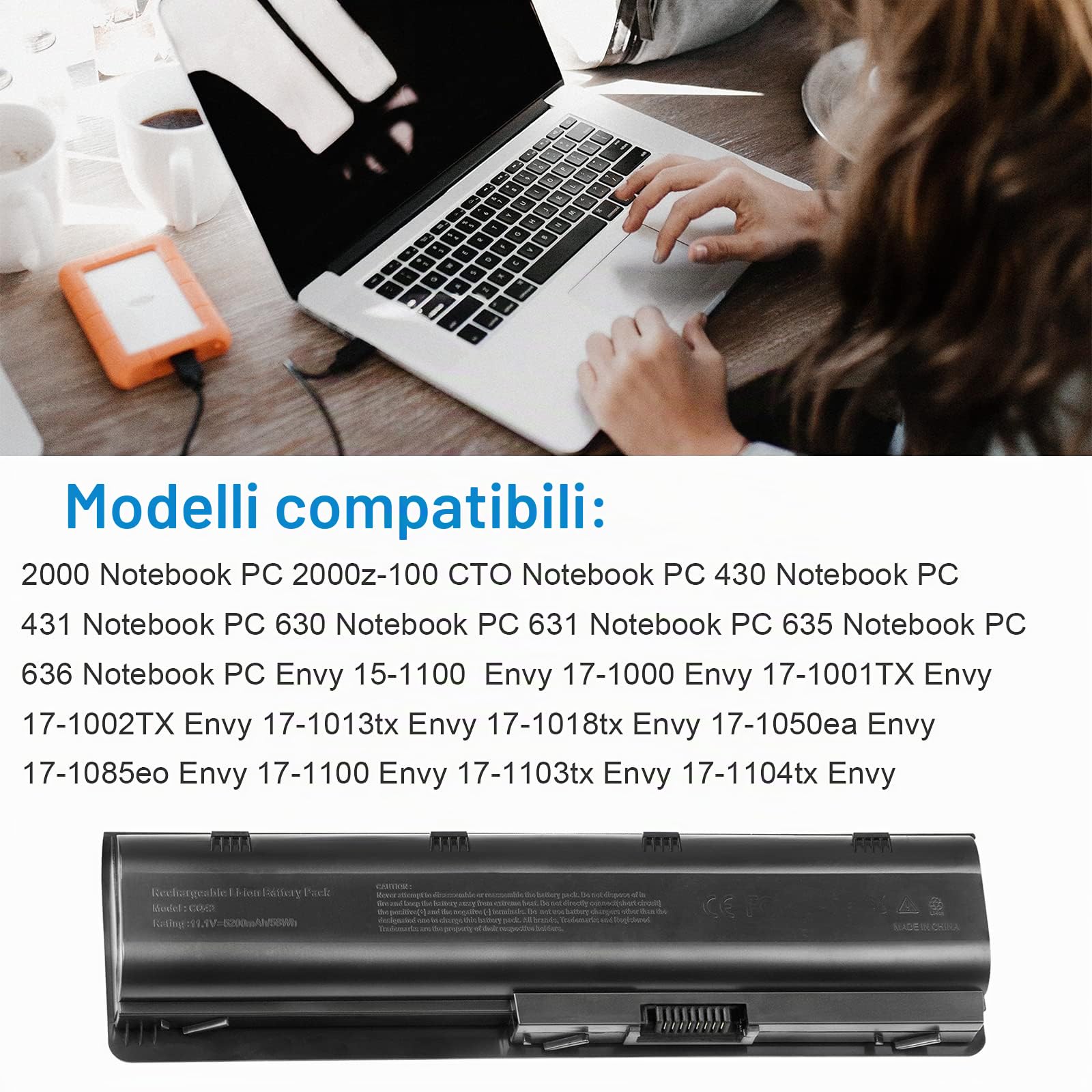 ASUNCELL Batteria per laptop per HP COMPAQ Presario CQ32 CQ42 CQ56 CQ62 CQ72 Pavilion DV5-2000 DV6-3000 DV6-6000 DV7-1400 DV7-5000 G6 G7 DV7-6000 593553-001 593554-001 593562-001 MU06 MU09 636631-001