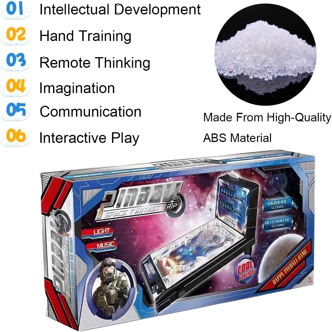 Electronic Tabletop Pinball Machine, Retro Arcade Machine for Children and Family, Pinball Ball Shooting Game with Light and Scorekeeper, Puzzle Games