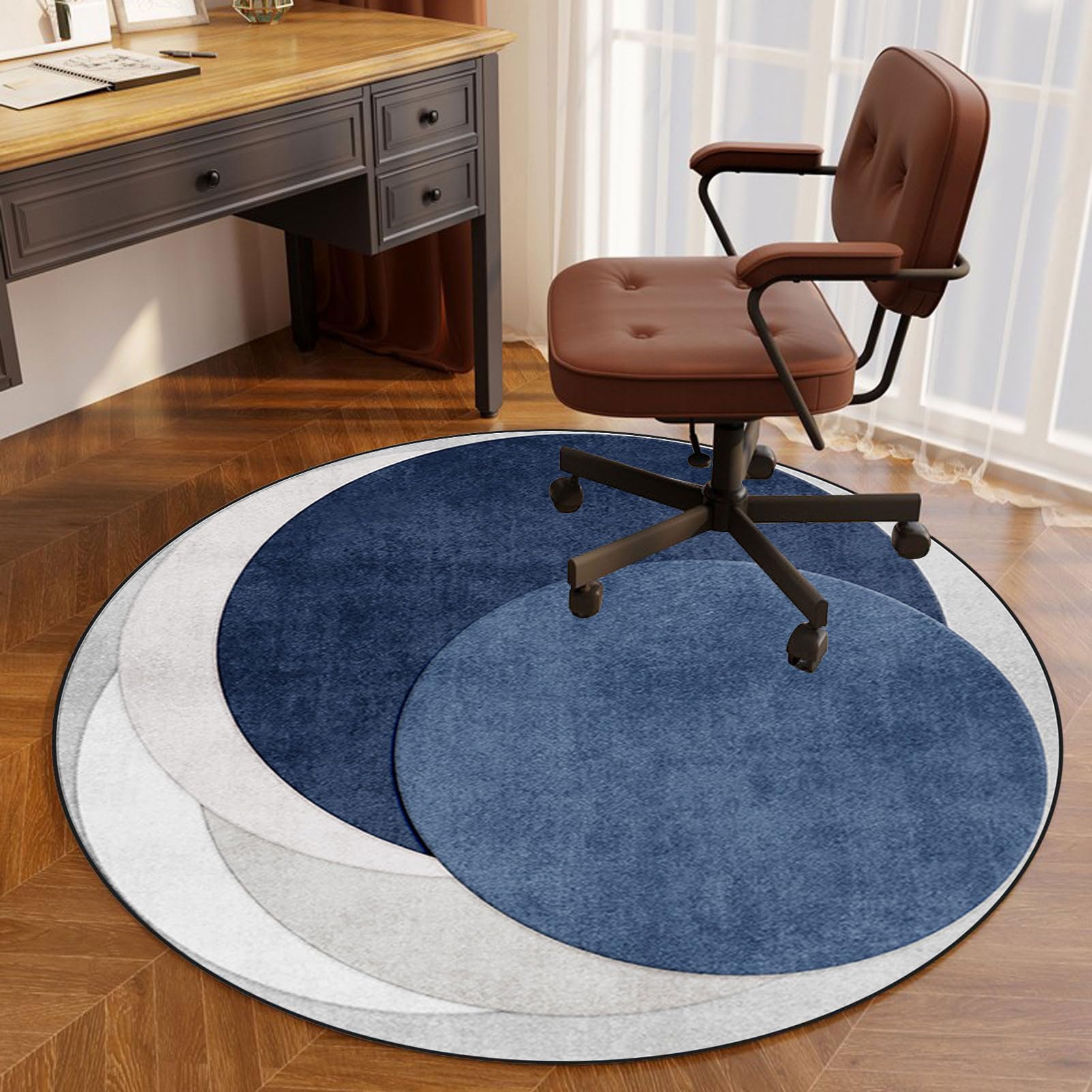 Tappetino Per Sedia Da Ufficio Rotondo - Salvapavimento Antiscivolo, Per Parquet E Moquette, 100 Cm
