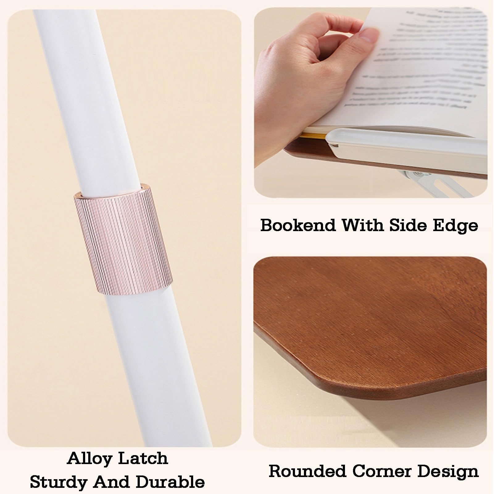 Atril, soporte de madera for lectura de libros | Diseño atractivo con esquinas redondeadas, for libros, portátiles y recetas de oficina en casa.(White,51-119cm)