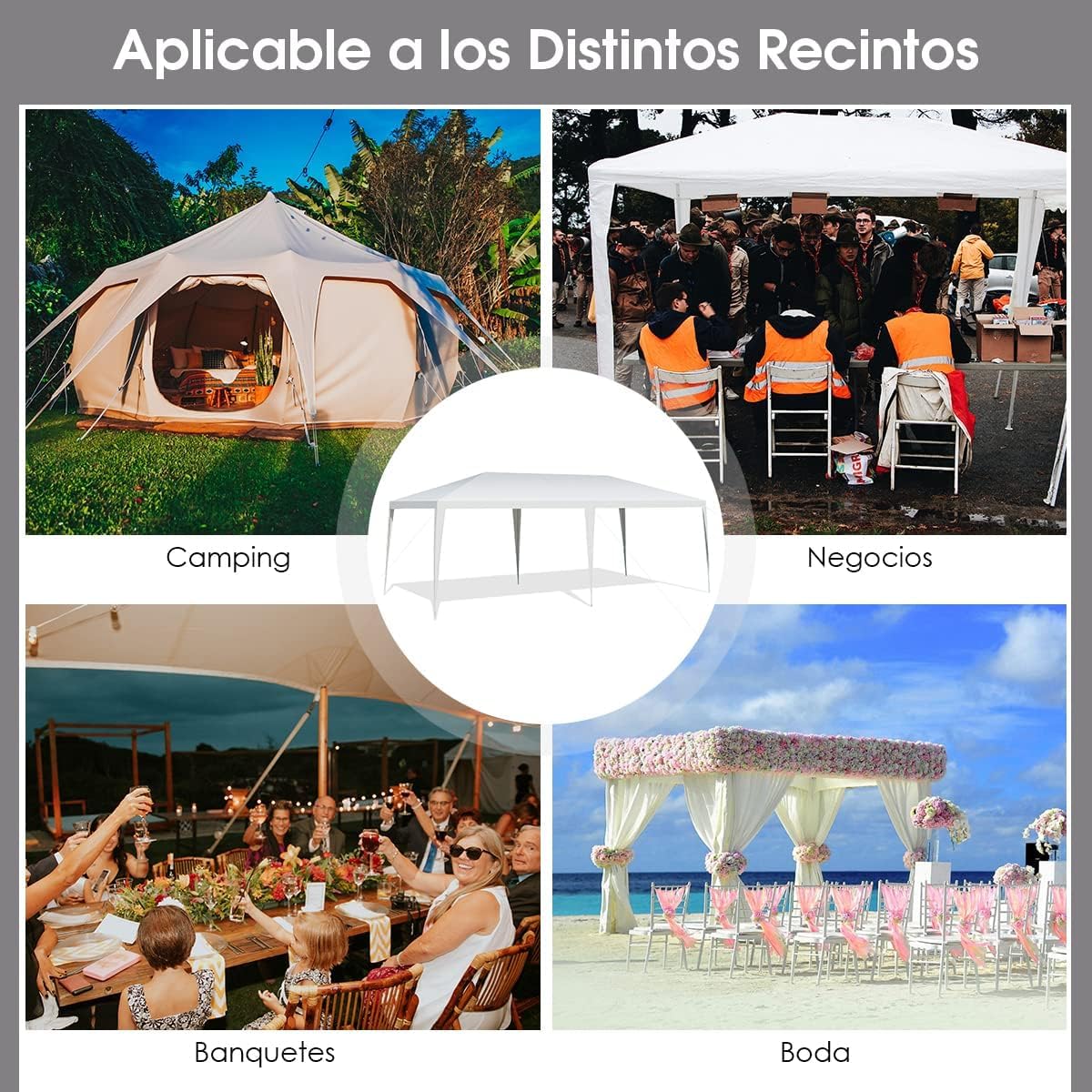 RELAX4LIFE Carpa Plegable 3x6M Resistente al Agua y la Luz Solar, Carpas para Exteriores con 6 Cuerdas de Viento, 18 Clavos y Bolsa de Transporte, Cenadores para Jardín, Camping, Fiestas (3X6M)