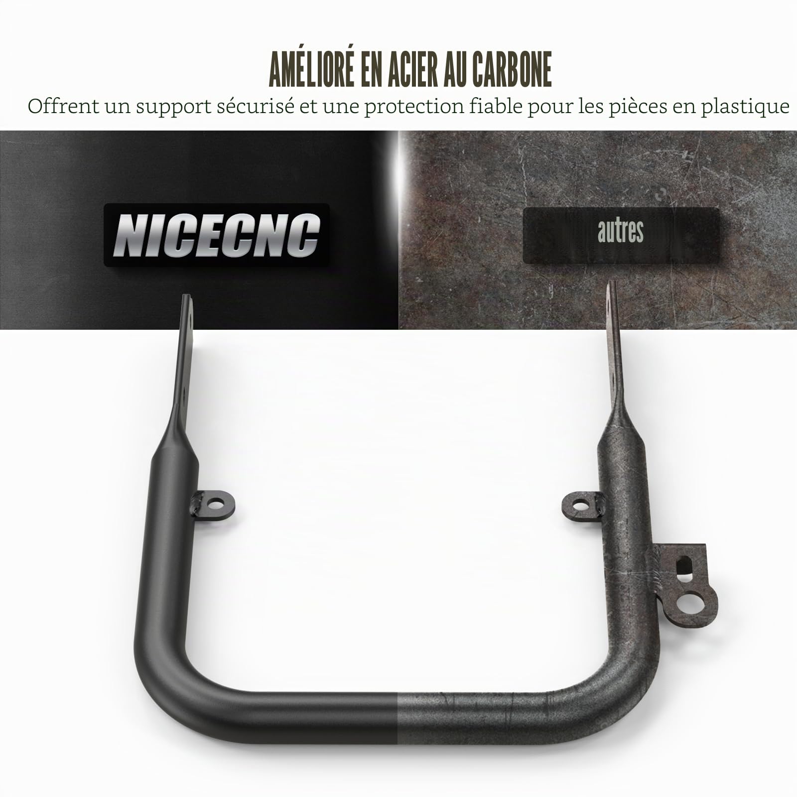 NICECNC Barre d'appui arrière Noire en Acier Carbone Robuste Compatible avec Yamaha Blaster 200 YFS200 1988 1989 1990 1991 1992 1993-2006, Remplacement pour 5KJ-2845R-30-00, 5KJ-2845R-00-00