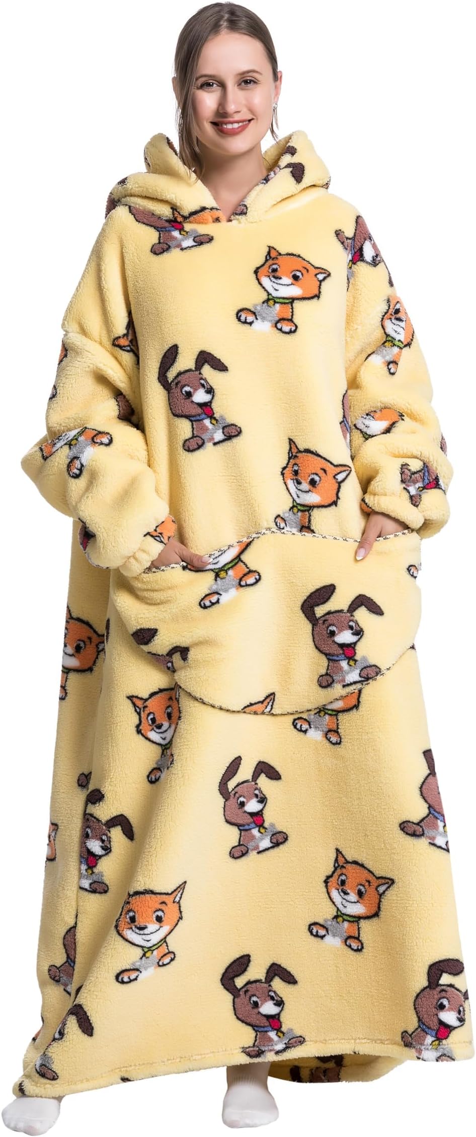 Blanket Hoodie, Long Hooded Blanket Sweatshirt as Birthday Gifts for Women Men, Long Wearable Blanket for Women Men.