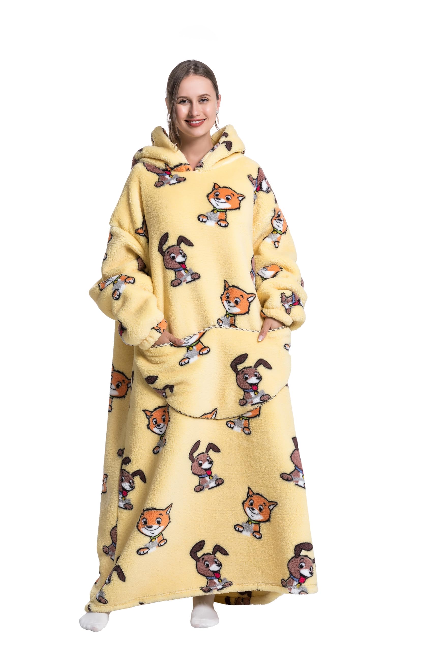 Blanket Hoodie, Long Hooded Blanket Sweatshirt as Birthday Gifts for Women Men, Long Wearable Blanket for Men Women