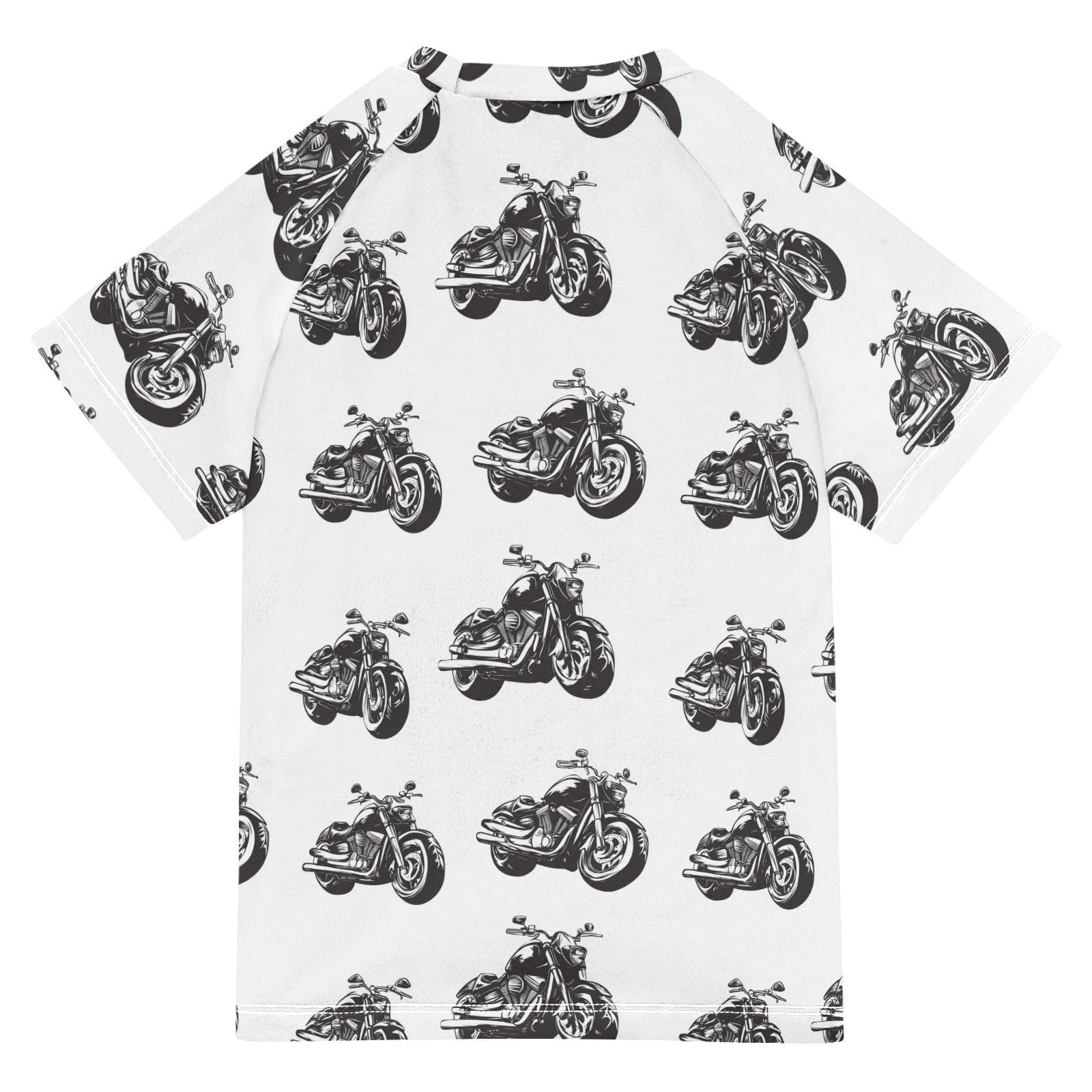 Kids Bathing Suits Boys Short Sleeve Swimsuits for Little Girls 4T Motorcycles White