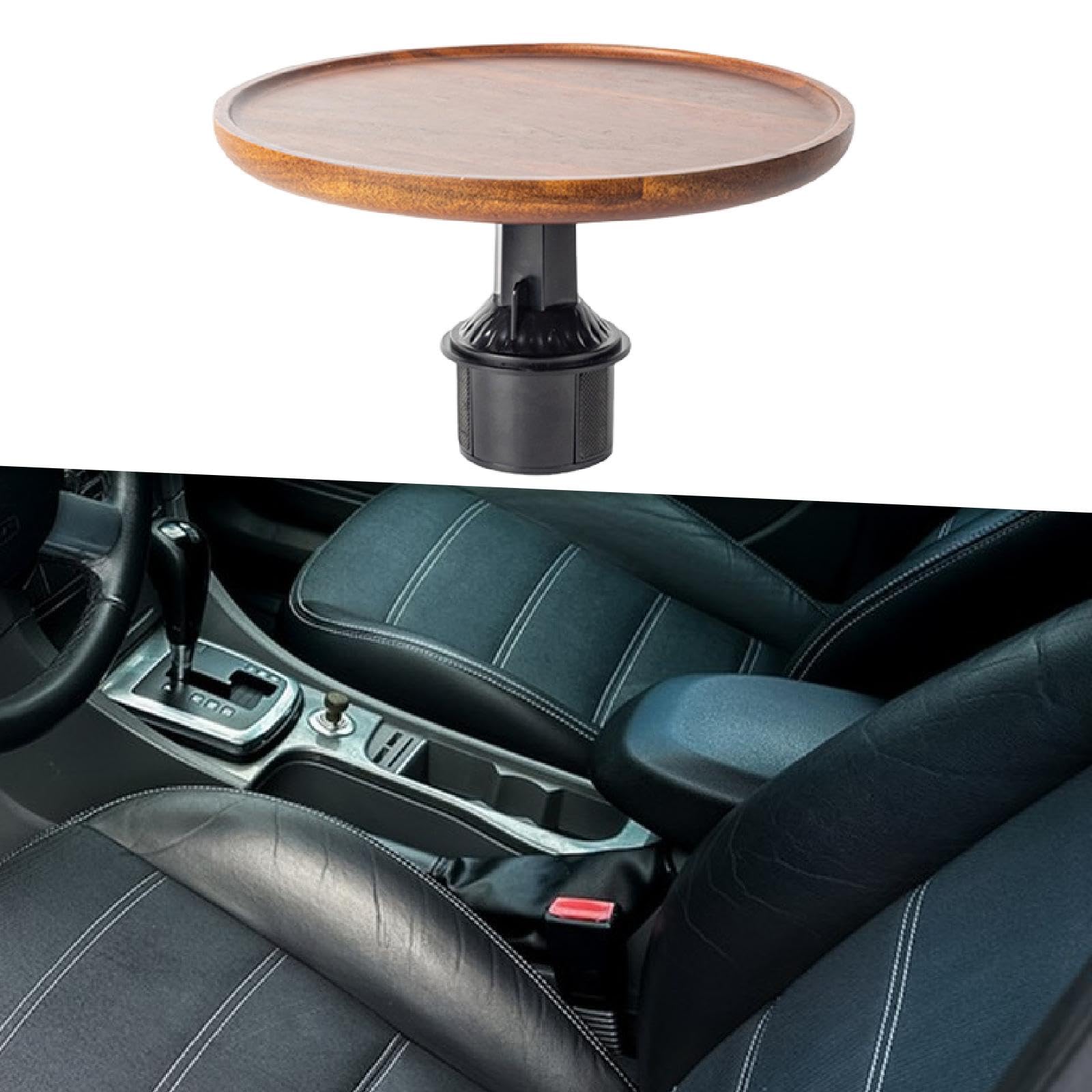 Qianly Mesa de Escritorio para Coche con Soporte para Portátil, Fácil de Montar para Viajes Por Carretera, de Madera, Giratoria 360°.