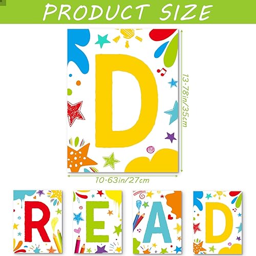 Miniatura 2 de Qilery Juego de 4 carteles y carteles de lectura para el aula, carteles de lectura, tablón de anuncios de lectura, póster de pared para biblioteca