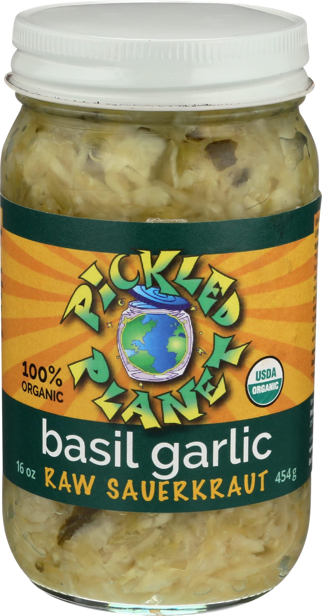 Pickled Planet Organic Basil Garlic Sauerkraut, 16 Oz