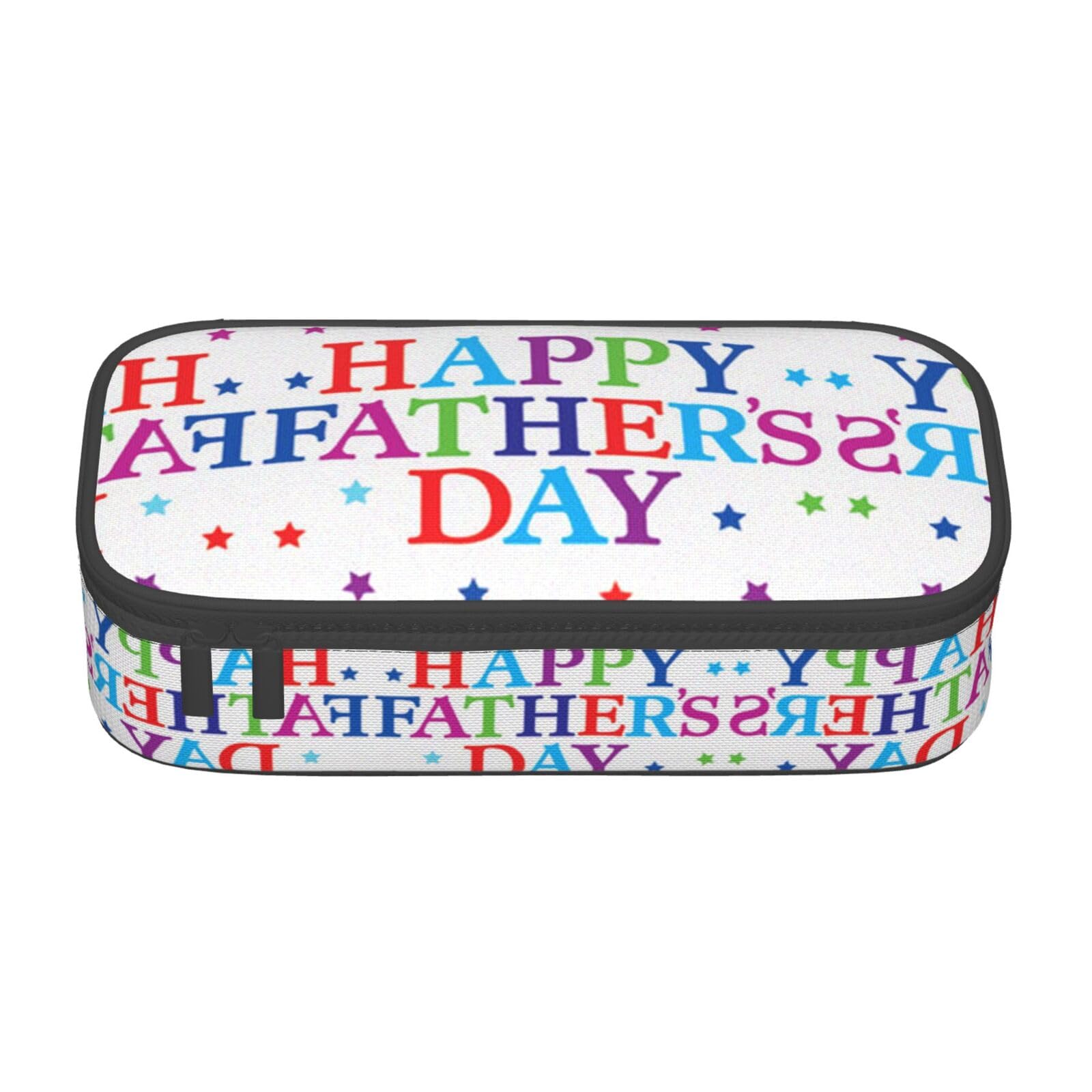 Stars and Happy Fathers Day Large Capacity Pencil Case Pouch Holder Pen Case School Supplies Gift for Middle High School Students Girl Boy Adult Teen