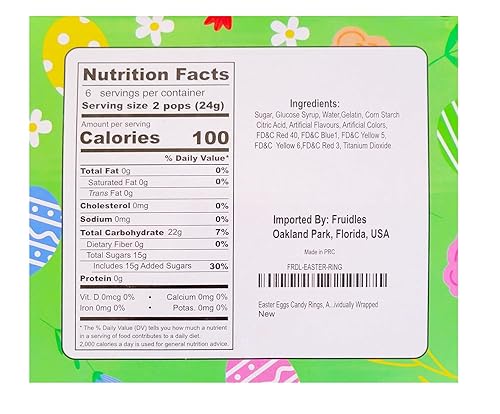 Miniatura 10 de Fruidles Anillos de caramelo de conejo de Pascua, caramelos duros de colores surtidos, envueltos individualmente (paquete de 12)