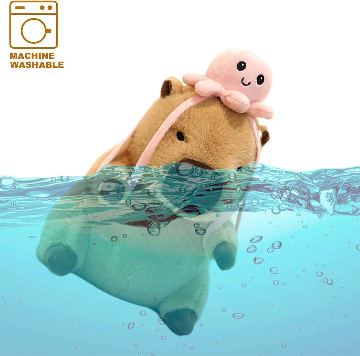 GOOC 9 Inch Soft Capybara with Removable Octopus Bag Stuffed Animals Capybara Plush Toys Fluffy Plushies Fuzzy Doll Gift for Kids and Lovers in Birthday, Valentine's Day