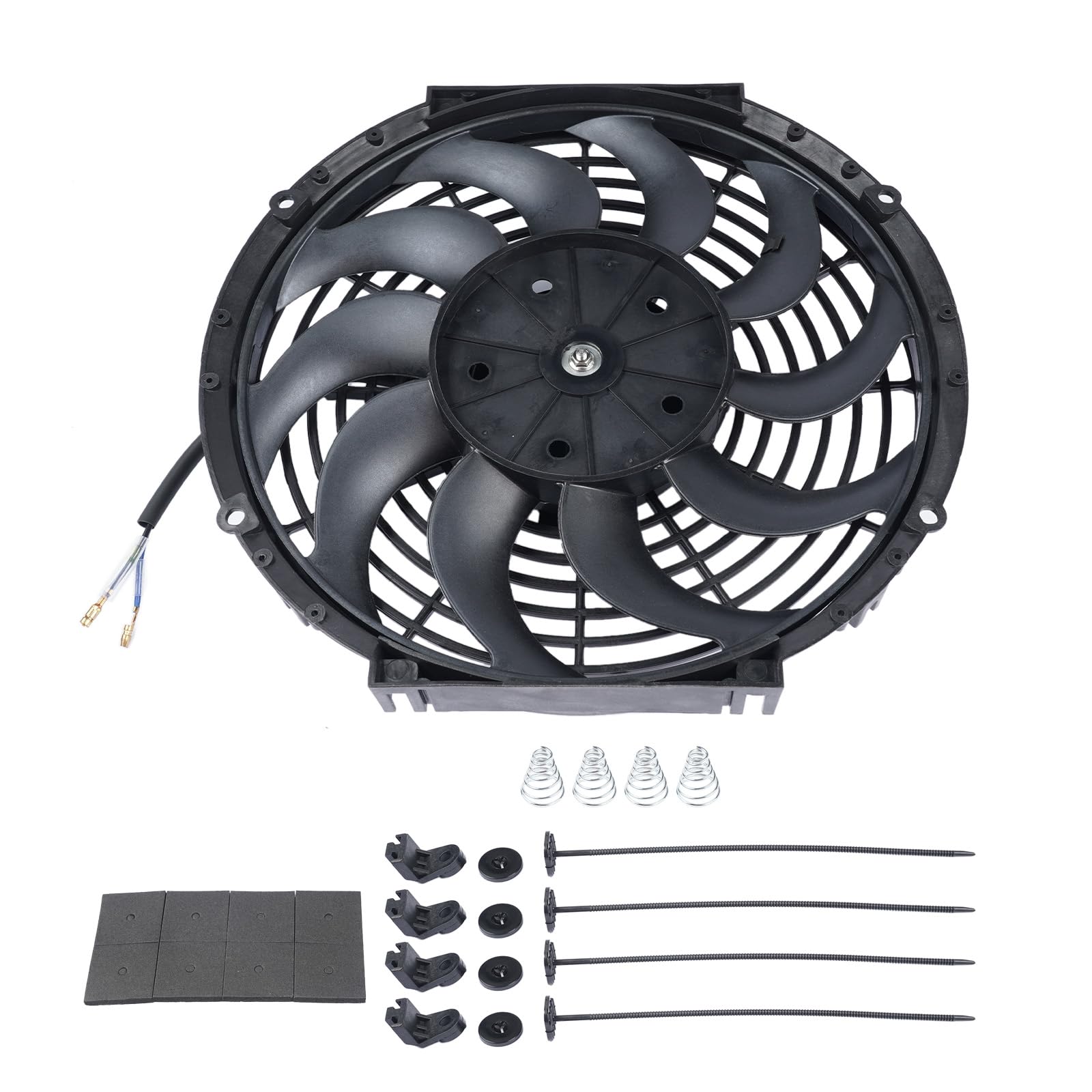 12 Zoll 12V 80W Universal Elektrolüfter Motorlüfter Kühlerlüfter with10 Blades PKW-Montagezubehör für Auto KFZ LKW Hopzty
