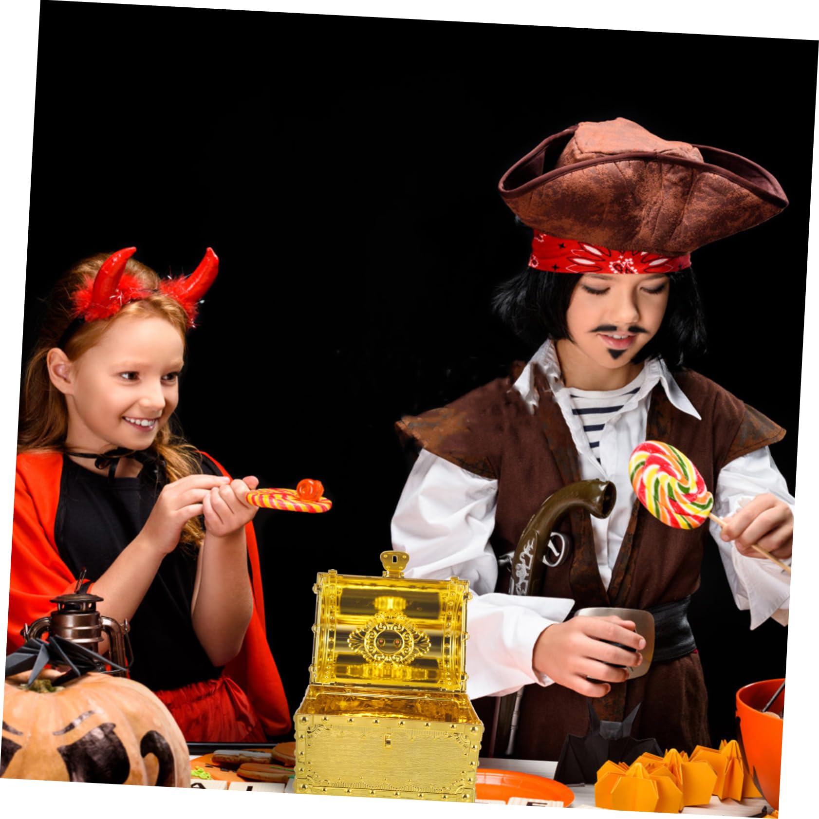 PartyKindom 4Er Schachtel Schatztruhe der Piraten halloween dekoration halloween decoration verstauungsboxen takı kutusu Schmuck Zubehör Piraten-Schatztruhe Schatztruhe zur Dekoration Plastik