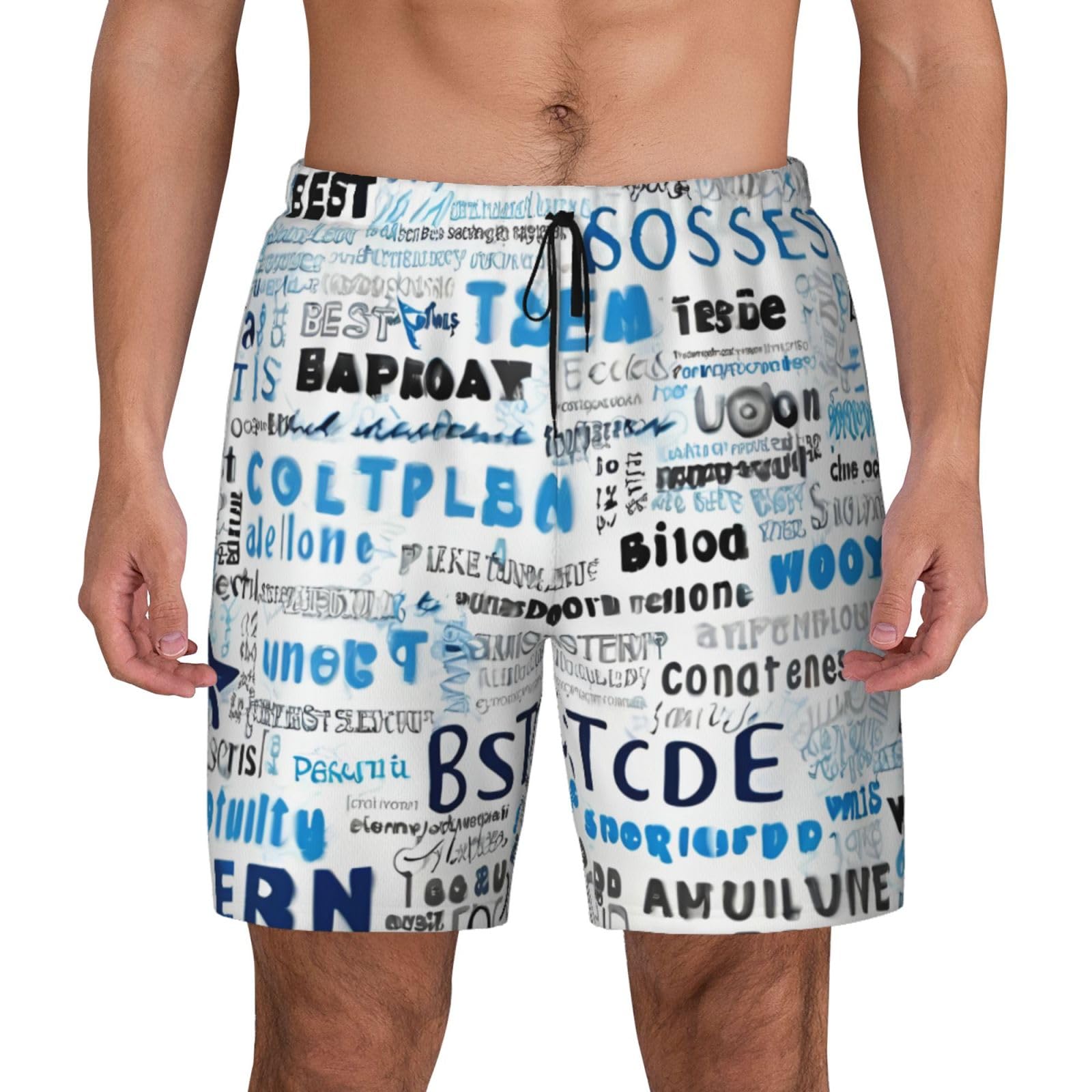 Pantalones cortos de natación transpirables: bañador de hombre con estampado azul para surf 8