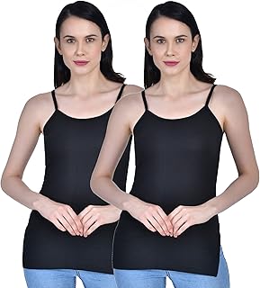 aimly Women's Cotton Sleeveless Side Slit Camisole Slip Spaghetti - Pack of 2-picture-15
