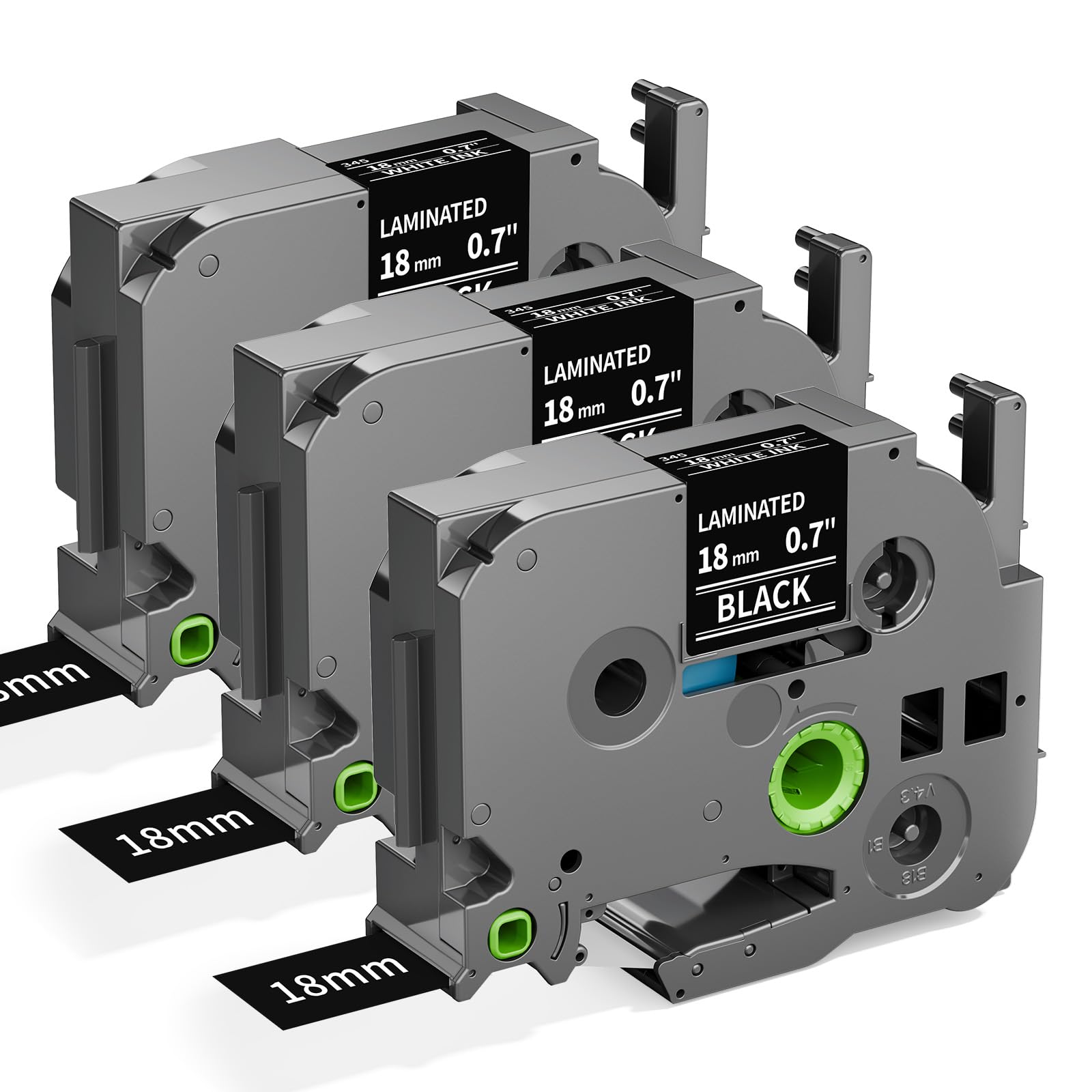 Label KINGDOM TZe-345 18mm White on Black Replacement for Brother TZe345 TZe Tz Tape 18mm 0.7 Laminated Black Label Tape 3/4" Compatible with Brother