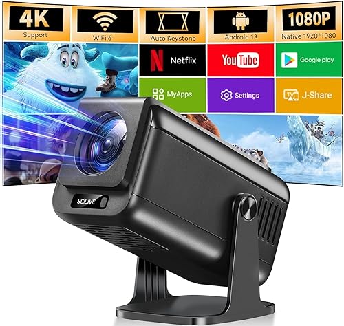 Mini proyector con Wifi y Bluetooth, soporte 4K 1080P Proyector portátil giratorio de 180 Proyector de película de pantalla de 120 pulgadas Auto