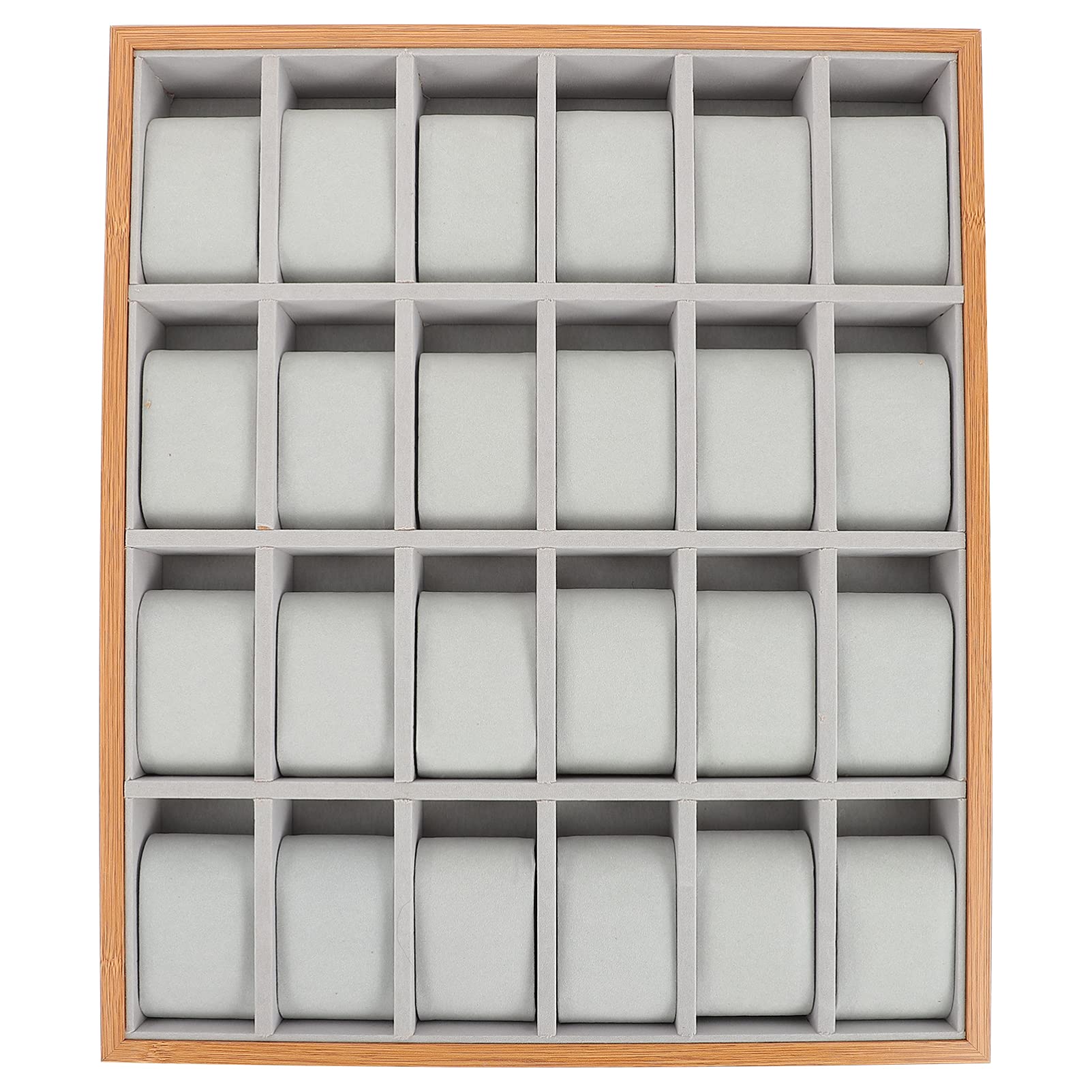 Hemobllo Uhren Displaybox mit 24 Fächern für Schmuck und Kleine Dinge | Beige, Elegante Optik mit Durchdachtem Design, für Zuhause und Persönliche Nutzung, 1 Stück