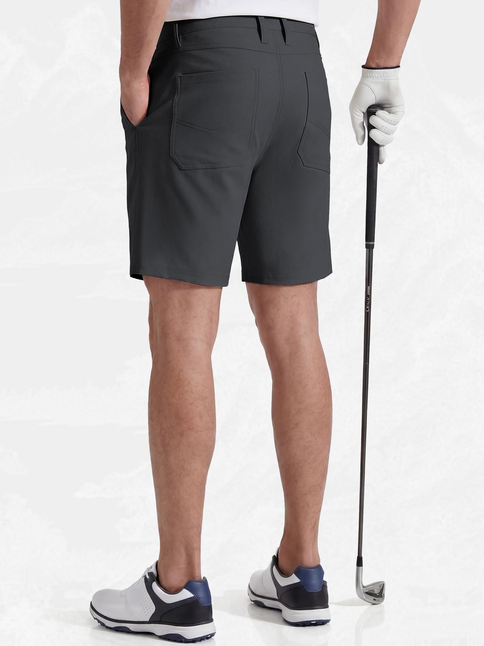 IGOLUMON Golf Shorts Herren Kurz mit 4-Way-Stretch Wanderhose Herren Cargo Chino Shorts für Outdoor & Freizeit Bequeme Kurze Hose