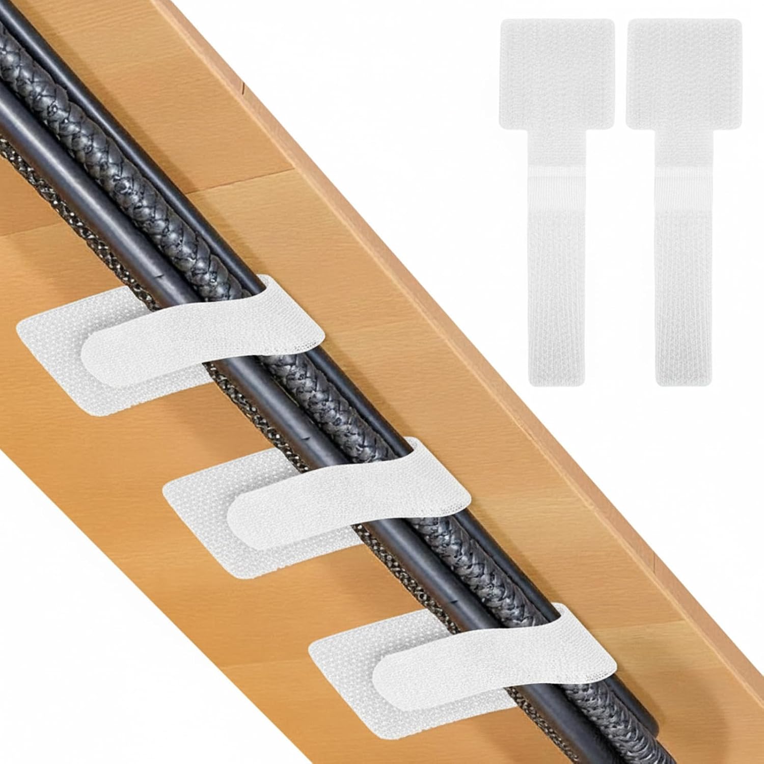 100 Pcs Hook and Loop Cable Straps, Self Adhesive Cord Organizers for Desk, Reusable Wire Ties Adjustable Cord Management for Home Office Under Computer Desk Management(White)