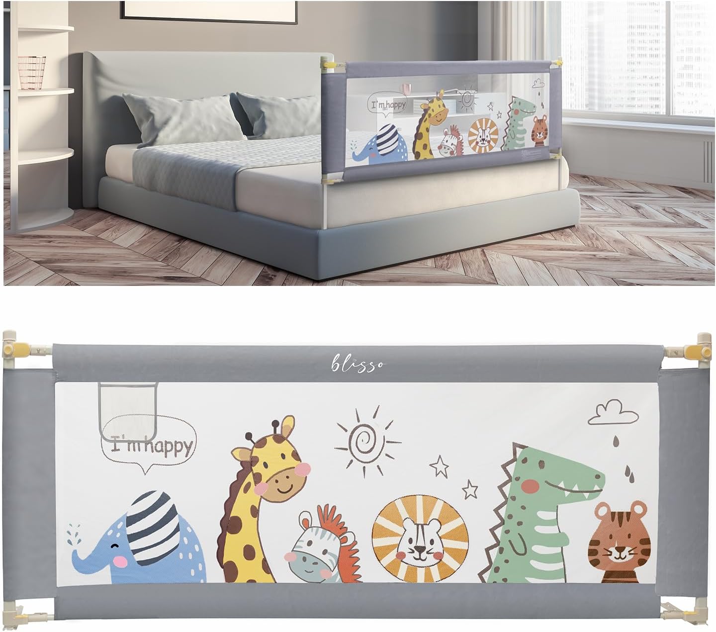 SAFE-O-KID® Fully Foldable Bed Rail Guard- Blue (5FT/152CM), Pack of 2 main image 1