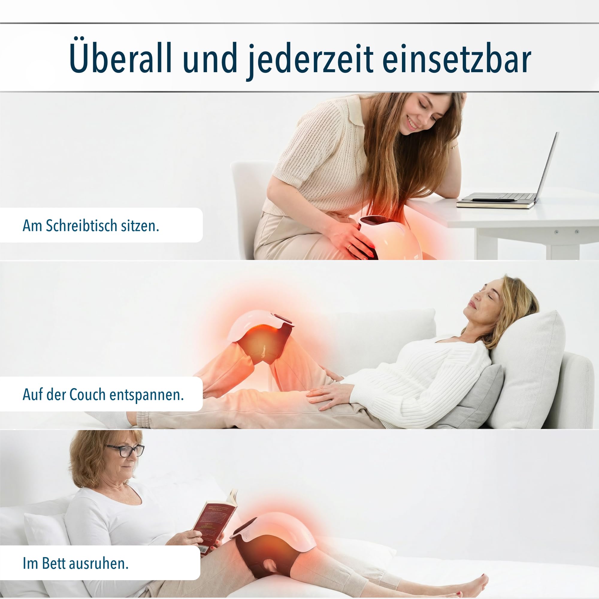 FORTHiQ Knie Massagegerät mit Infrarot für Knieschmerzen, Arthrose, Gelenkschmerzen und Massage, Mit Vibration und Tiefen-Wärme