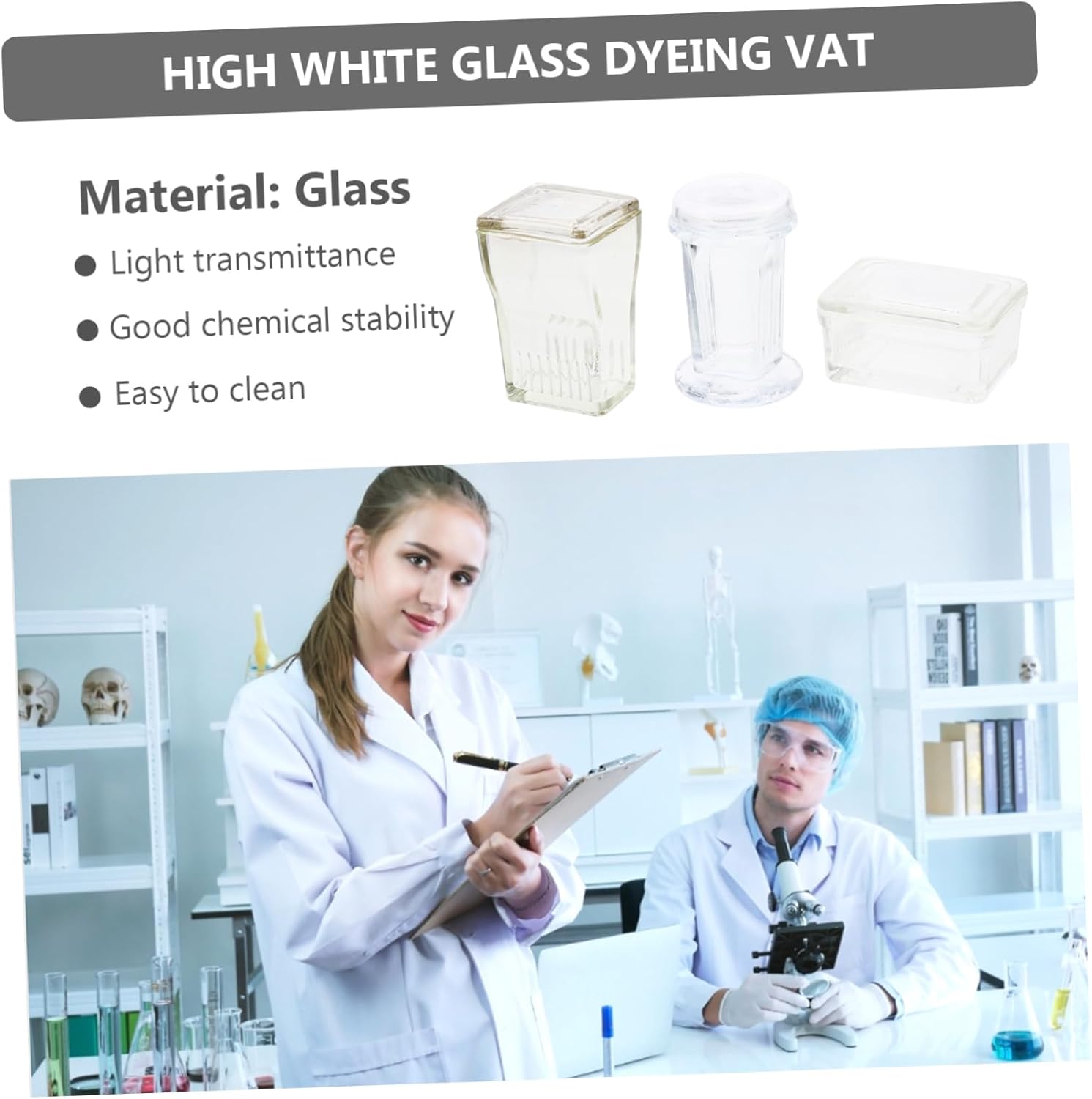 CHILDWEET 3sets Laboratory Staining Jar Transparent Round Glass Staining Tank for Slides Reusable Easy to Clean for Research and Educational Use