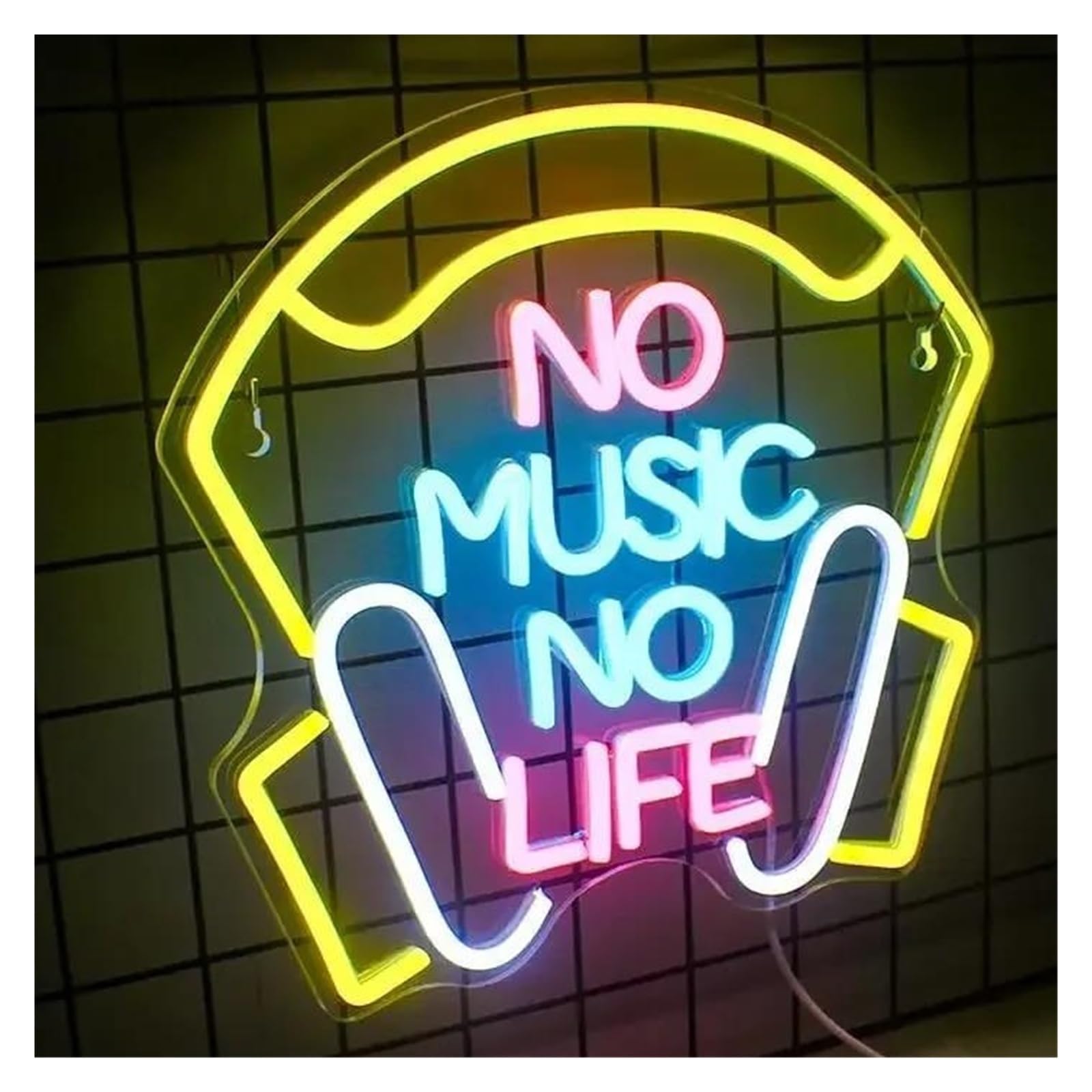 Luci al Neon Da Parete No Music No Life Insegna Al Neon Luce A LED Per Decorazioni Murali Alimentata Tramite USB Per Sala Musica Camera Da Letto Negozio Sala Giochi 34cm×32.5cm