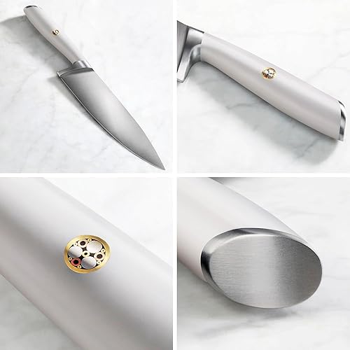 Miniatura 5 de Cangshan Juego de cuchillos forjados de acero alemán serie L (12 piezas 4 cuchillos para carne, blanco)